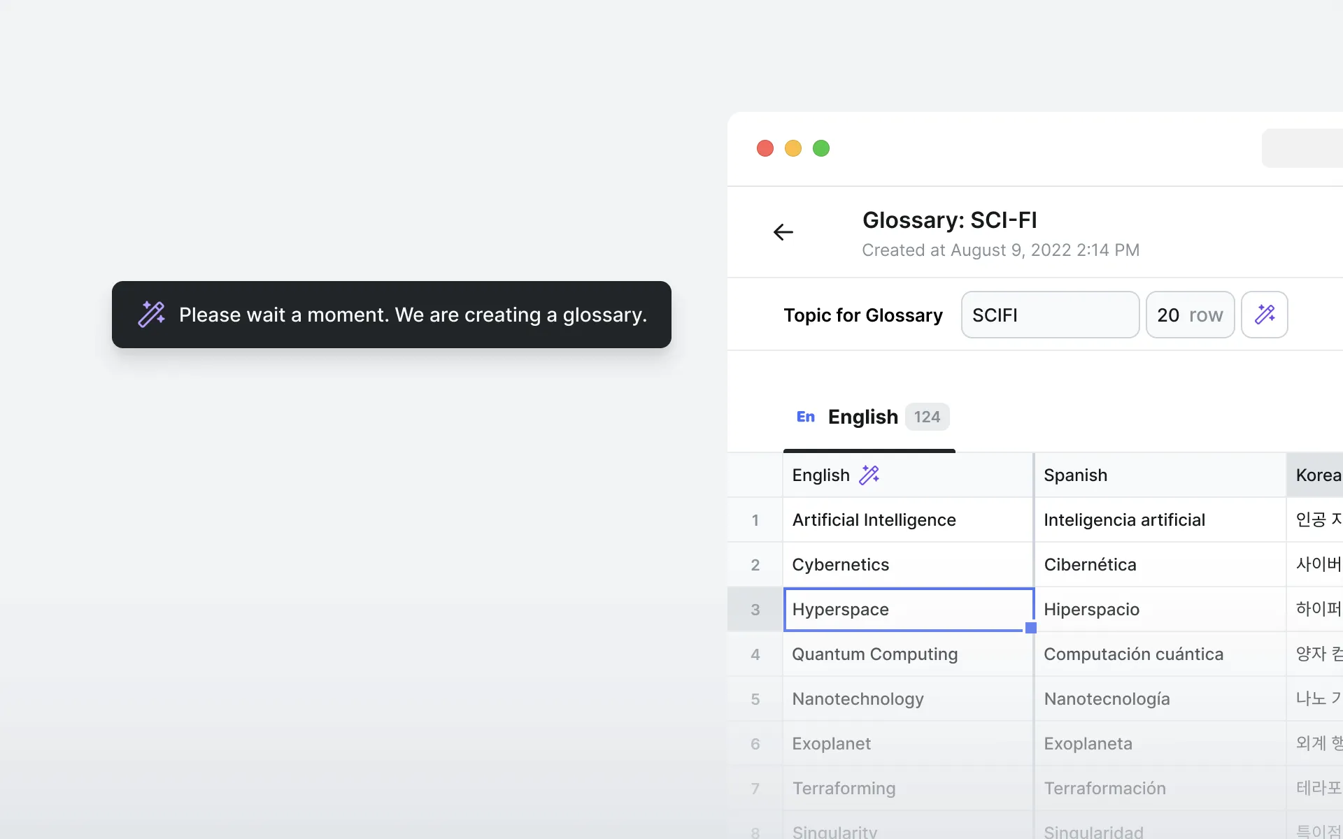 Automatic Glossary Generation